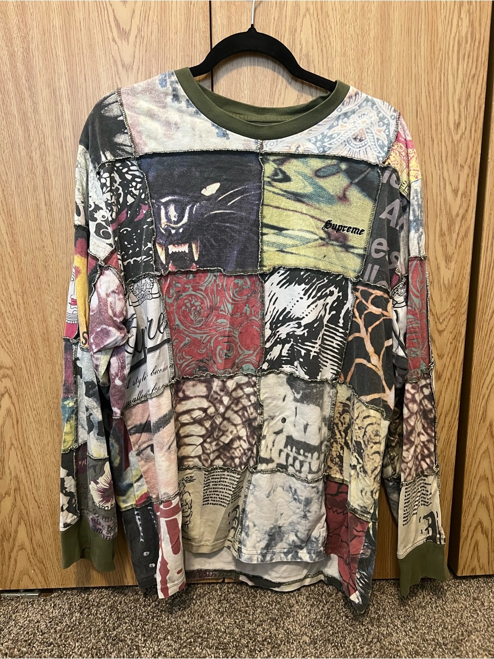 Supreme Multicolor Patchwork Crewneck Sweater - Green Accents